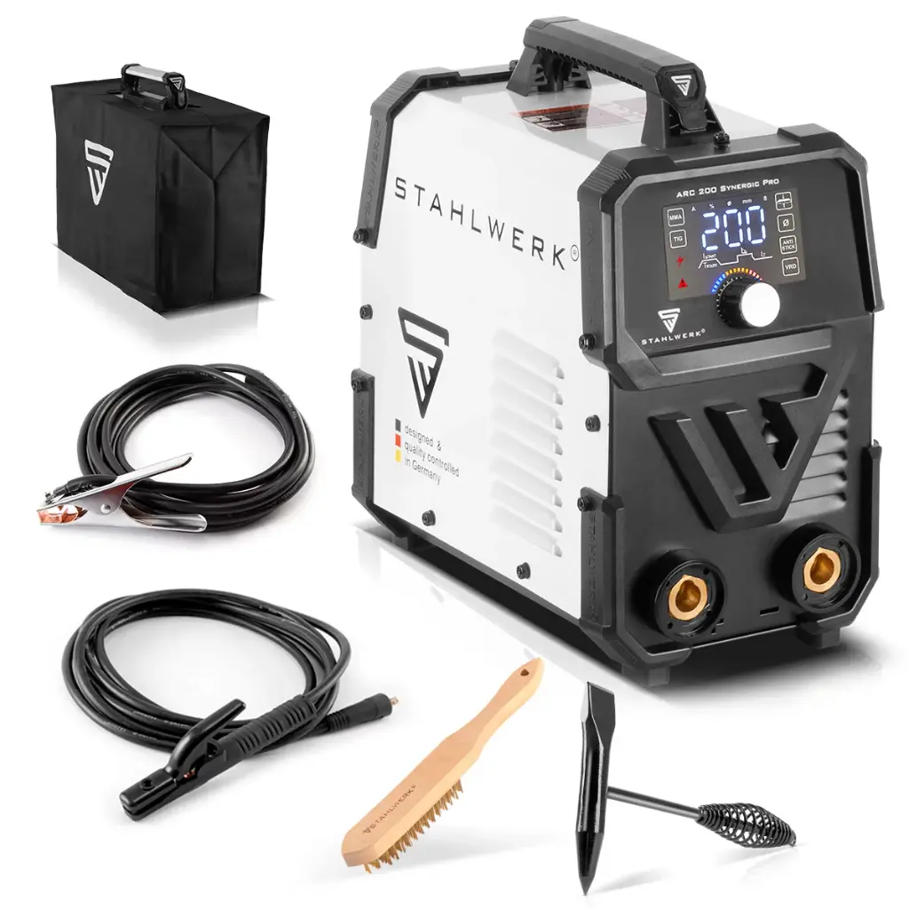 STAHLWERK Schweißgerät ARC 200 Synergic Pro MMA Lift TIG IGBT Inverter 200 A