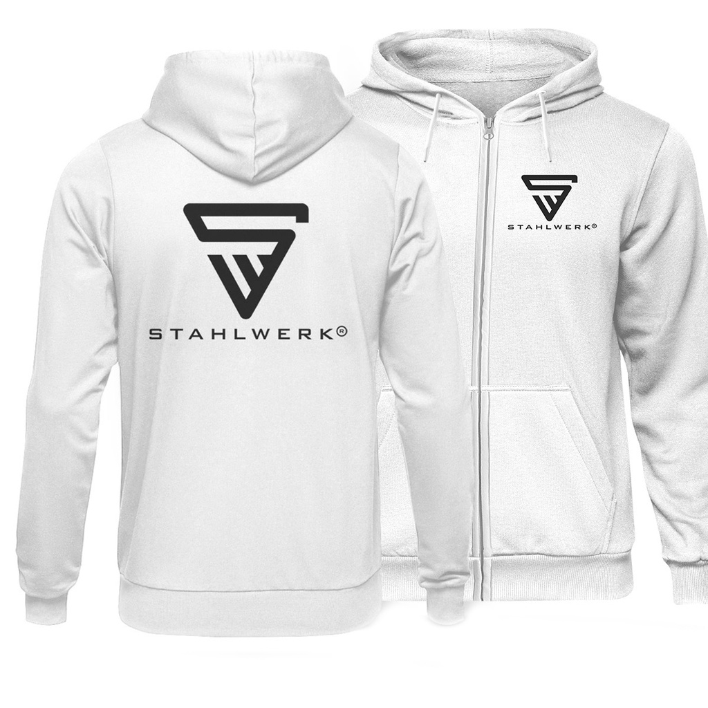 STAHLWERK Hoodie Kapuzenpullover Kapuzenpulli mit Reißverschluss Weiß Größe XL