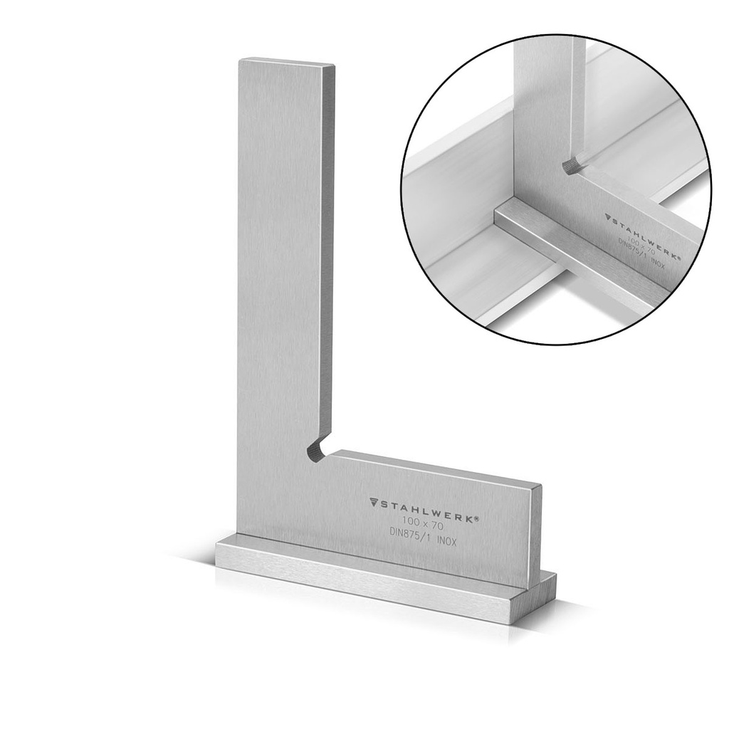 Anschlagwinkel 90° 100 x 70 mm DIN 875/1 aus rostfreiem Edelstahl