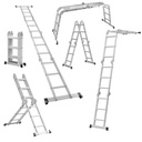 STAHLWERK Mehrzweckleiter ML-356 ST 150 kg Tragkraft, 3 in 1 Leitergerüst / Aluminium Klappleiter / Arbeitsgerüst / Arbeitsplattform / Gerüst mit rutschfesten Sprossen