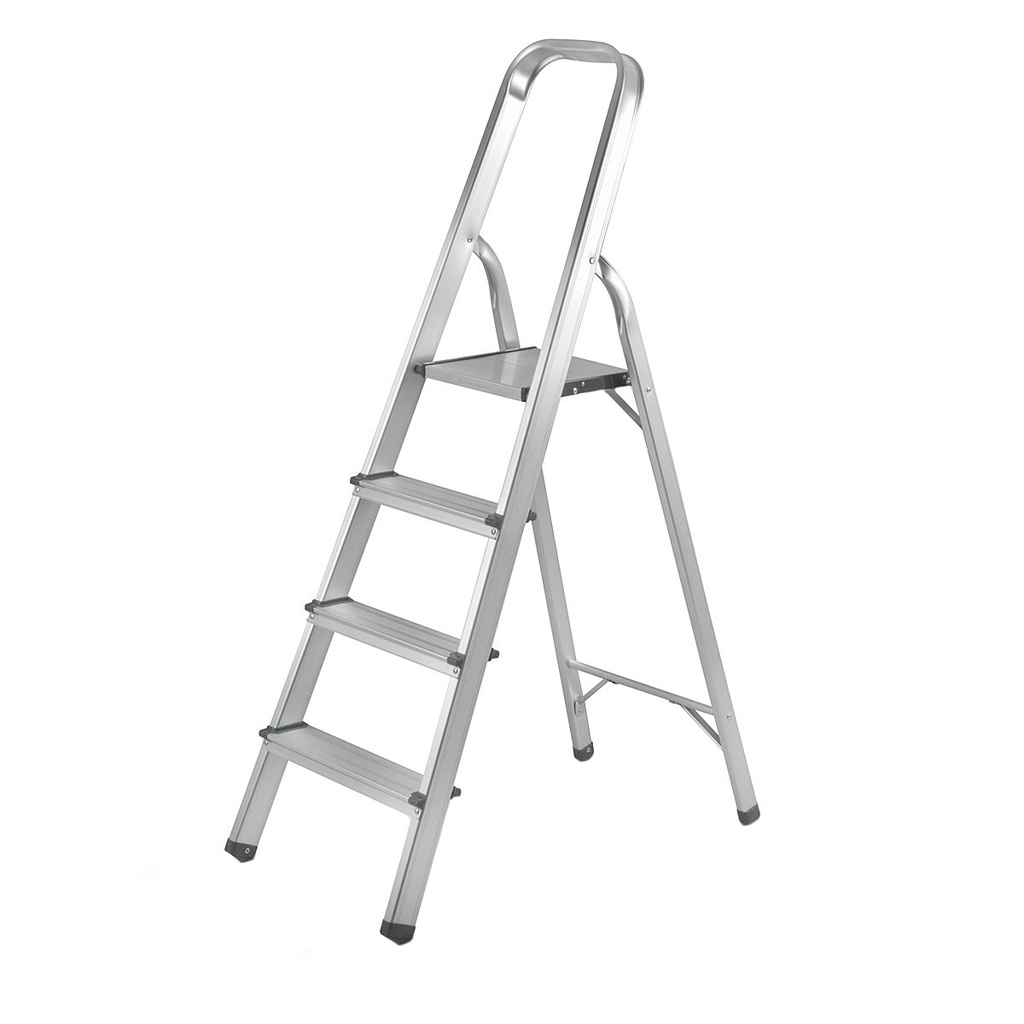 STAHLWERK Stehleiter HL-4 ST 150 kg | 4 Stufen, Standhöhe 78 cm