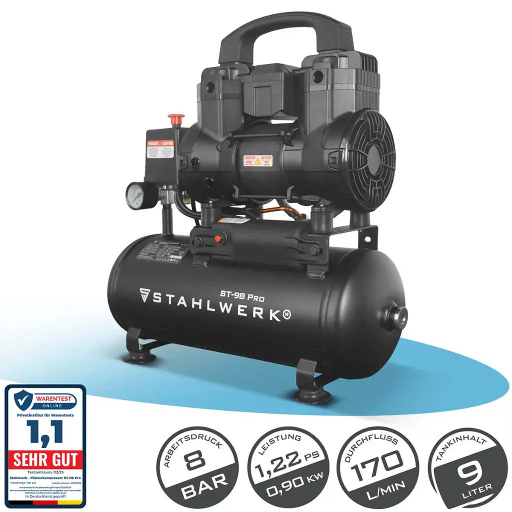 Druckluft Kompressor ST 110 Pro mit 10 bar, 10 l Tank, 69 dB