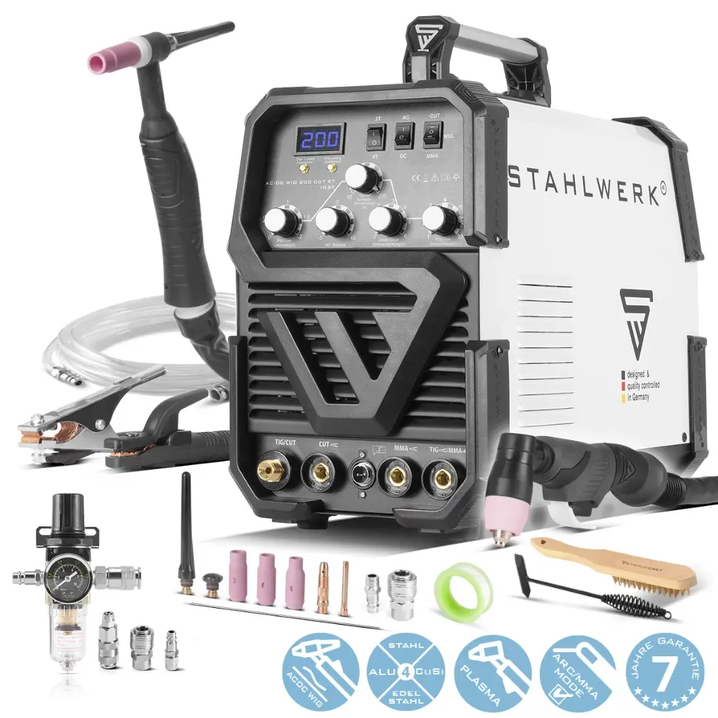 Schweißgerät AC/DC WIG 200 CUT mit MMA und integriertem Plasmaschneider